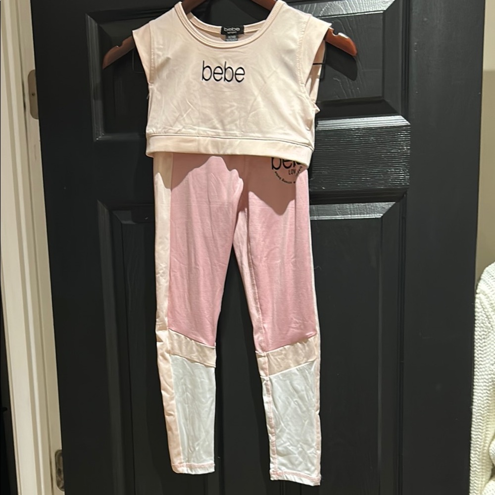Bebe Girls Pink and White Dance/Gym Set